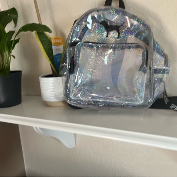 Rare PINK Victoria's Secret Holographic Clear Backpack - Picture 2 of 7